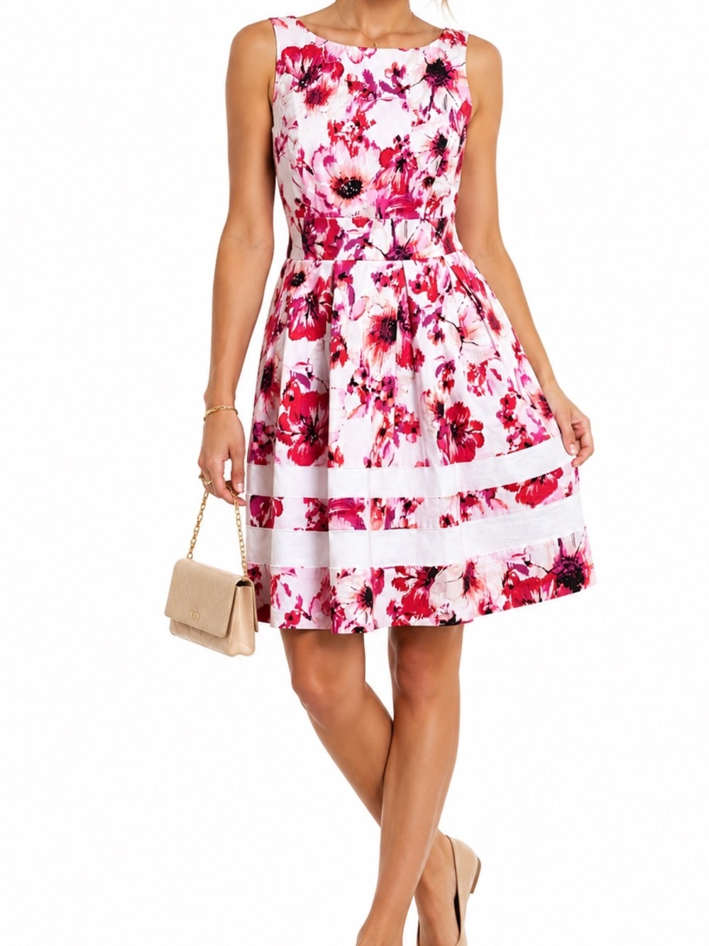 WHITE HOUSE BLACK MARKET GORGEOUS COTTAGE CORE FLORAL SLEEVELESS DRESS SZ 2 EUC